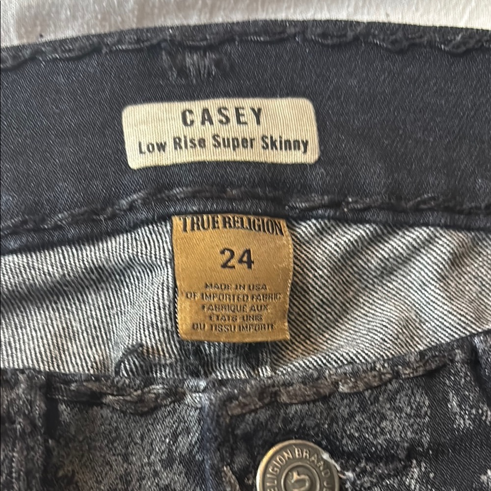 True religion Casey low rise super skinny  Patterned Jeans size 24 - Picture 2 of 8